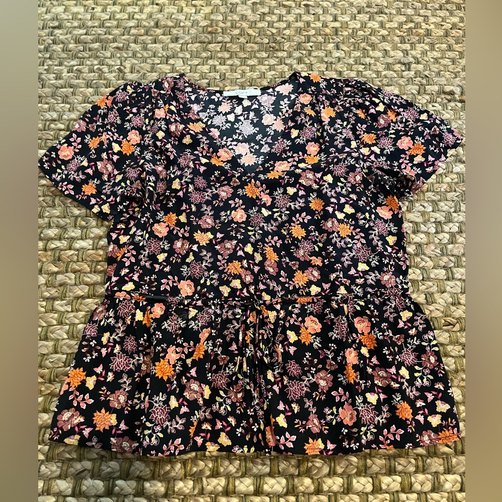 Loft Floral Tie Waist Detail Top